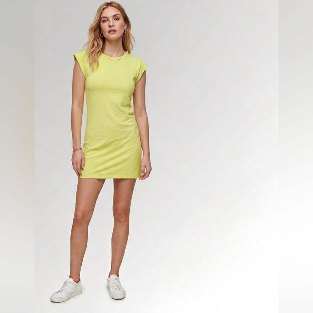 Aritzia Wilfred Free Cap Sleeve Yellow Dress Lined Size Small
